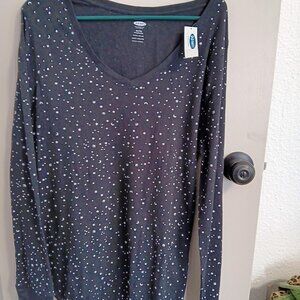Black & White Long Sleeve Waffle Wear V-Neck Lounge Top  Extra Large Tall NWT